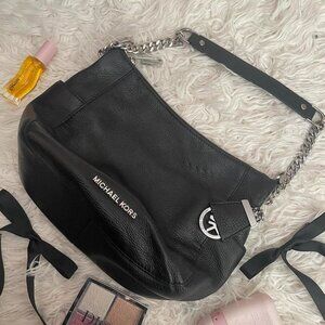 Michael Kors Black Calf Leather Chain Shoulder Bag